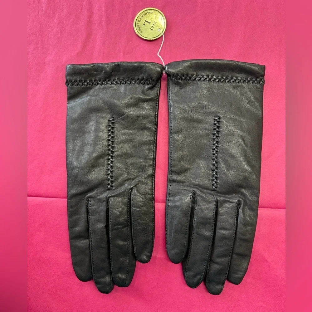Maxmayer’s Cowhide Leather Gloves Black Lined Size L NWT Japan